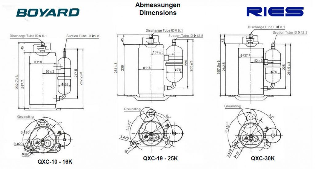 Размеры BOYARD серии QXC10_30 Размеры BOYARD серии QXC10_30